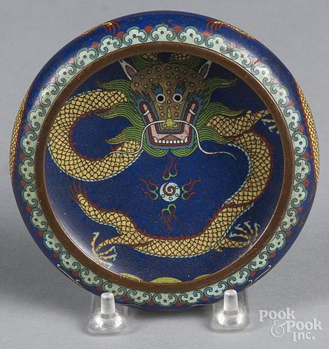 Chinese cloisonné dragon water coup, 1 1/2'' h., 5'' w.