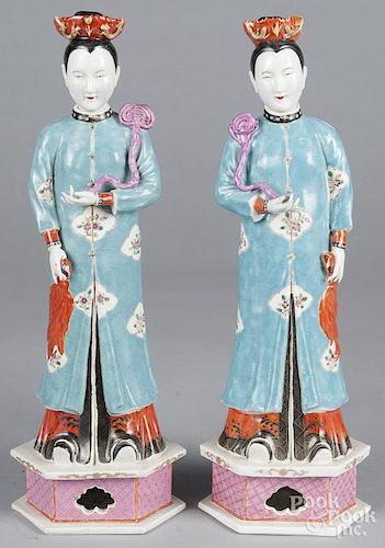 Pair of Chinese porcelain figures, 15 3/4'' h.