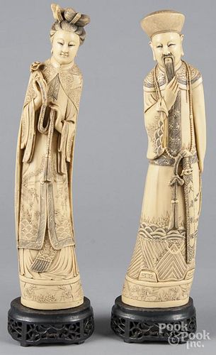 Pair of Chinese composition figures of an emperor and empress, 21'' h.