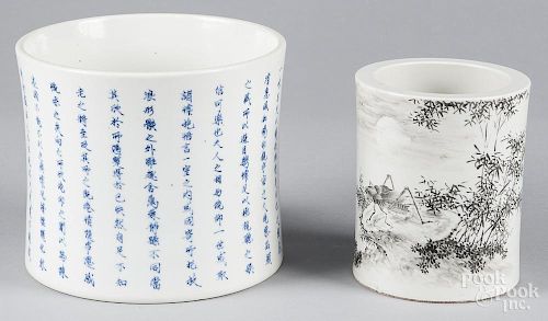 Two Chinese porcelain brush pots, 5 3/4'' h. and 6 1/2'' h.