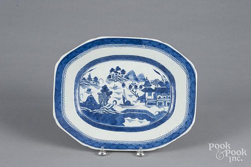 Chinese export porcelain Canton platter, 19th c., 12 3/4'' l., 16'' w.