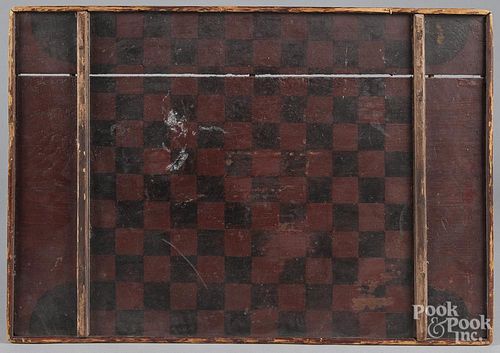 Painted pine gameboard, 19th c., 18 1/2'' x 27''.