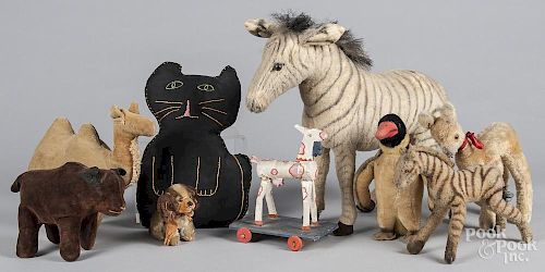 Collection of Steiff animals and plush toys, 20th c., to include a Steiff seated dog, penguin and de