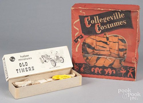 Collegeville tiger Halloween costume, in its original box, together with a Hudson Miniature 1914 Stu