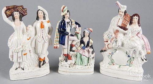 Three Staffordshire figural groups, 19th c., tallest - 13 1/2''.