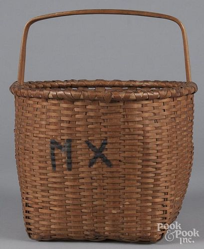 Shaker wool basket, 19th c., inscribed MX, 16 1/2'' h., 13 1/2'' w.
