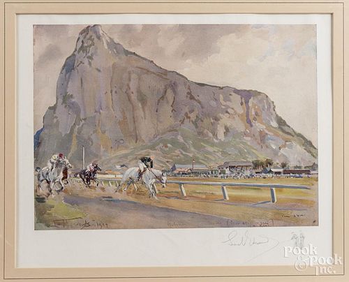 Lionel Edwards signed horse racing print, 10'' x 13 3/4''.