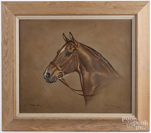 Ninetta Butterworth (British b. 1922), oil on canvas horse portrait of Mrs. Bruin, signed lower righ