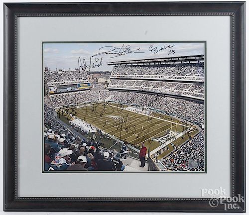 Photo of Lincoln Financial Field, signed by John Runyan, David Akers, Andy Reid, Trent Cole, Stewart