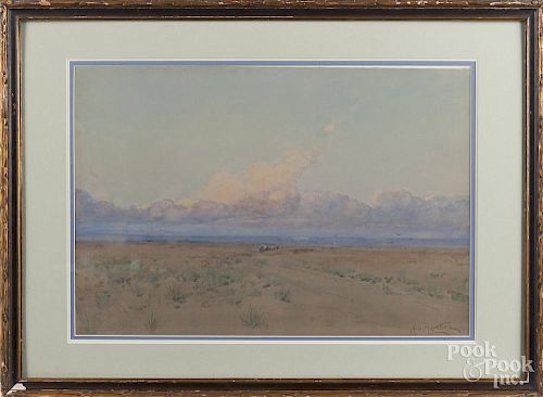 Hardesty Maratta (American 1864-1924), watercolor western landscape, signed lower right, 14 1/2''x 21