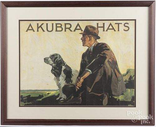 Framed poster for Akubra Hats, 18'' x 24''.