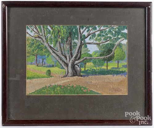 Guido Horvath, early/mid 20th c., three watercolor and gouache landscapes, 10'' x 14''.