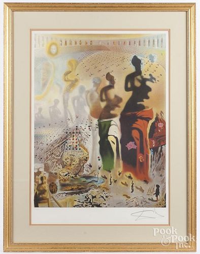 Salvador Dali signed lithograph, 25'' x 19''.