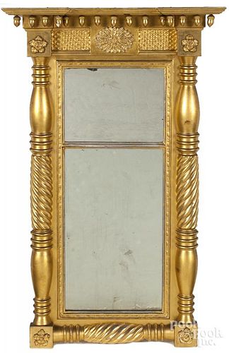 Federal giltwood mirror, ca. 1820, 40 1/2'' x 20''.