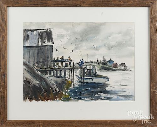 Howard Schroeder (American 1910-1995), watercolor titled Nova Scotia, signed lower right, 14'' x 19