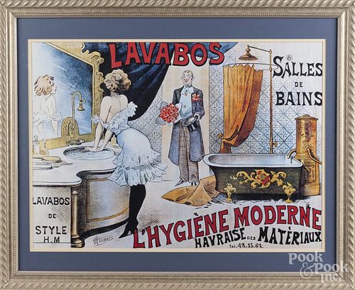 Modern French advertising poster for Lavabos, 19'' x 27''.