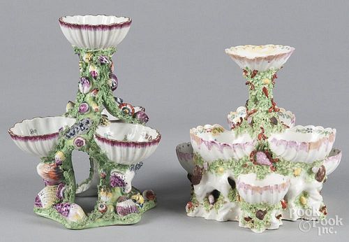 Two English porcelain sweet meat stands, probably late 19th c., 7 1/2'' h. and 9'' h.