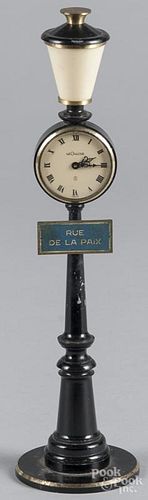 Le Coultre street lamp clock, Rue De La Paix, 11 1/4'' h.