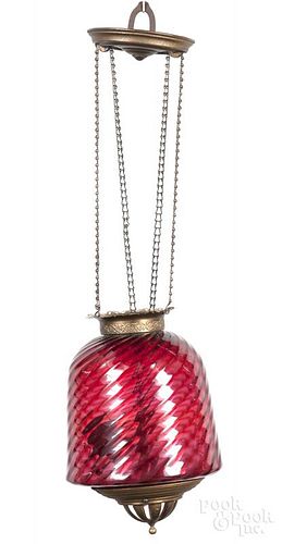 Ruby glass hanging light, late 19th c., 10'' h.