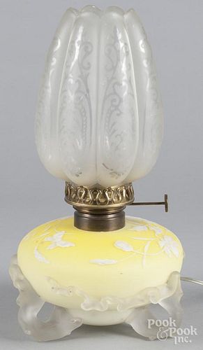 Satin glass table lamp, 14 1/2'' h.