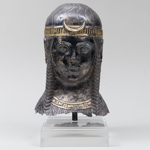 Continental Repousse Parcel-Gilt Head of a Youth