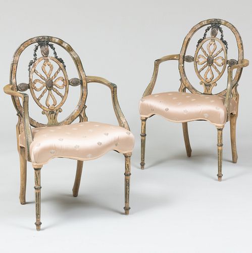 Pair of Edwardian Painted Armchairs