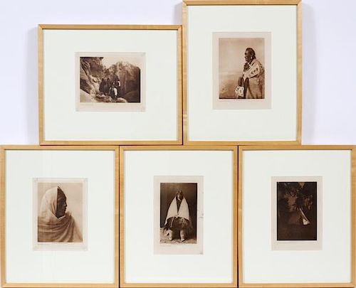 PHOTOGRAVURES GROUP OF FIVE FROM EDWARD S.CURTIS