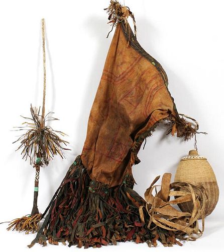 AFRICAN TRIBAL COSTUME BASKET 4 PIECES.
