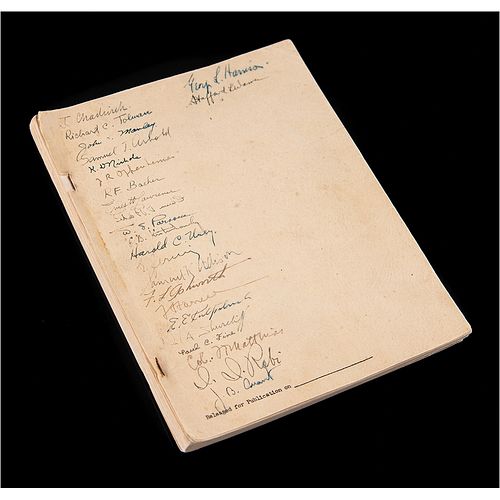 Manhattan Project Atomic Bomb Report Signed by (24), with Oppenheimer, Fermi, Chadwick, and Lawrence