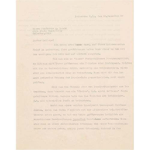 Albert Einstein Typed Letter Signed on the Theory of Relativity