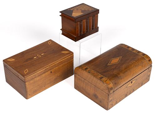 AMERICAN / EUROPEAN WOODEN INLAID BOXES, LOT OF THREE