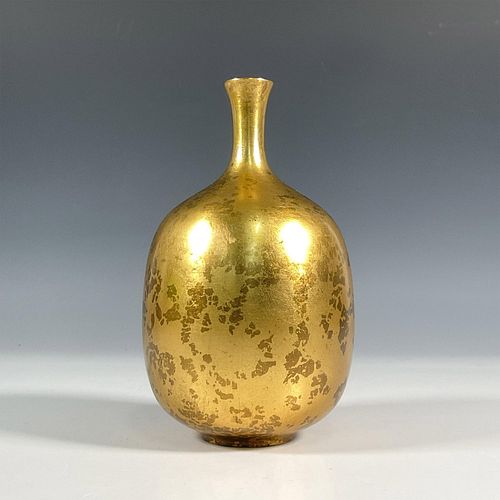 Japanese Gilt Metal Long Neck Bottle Vase