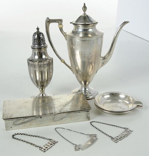 Nine Pieces Sterling Table Items