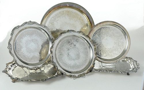 Six Silver-Plate Trays