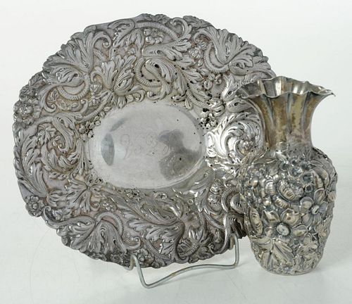 Two Sterling Repousse Items