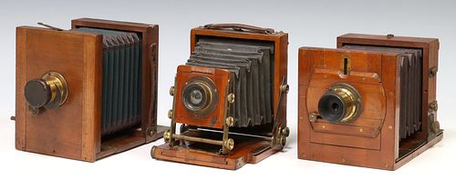 (3) ANTIQUE WOOD FIELD CAMERAS, INCOMPLETE