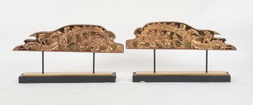 Pair of Chinese Carved Giltwood Dragons on Custom Stands
