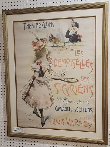 Vintage Framed Fr Poster Lee Dimoiselles Des St Cyriene By J. Wily 1898 31 1/2" X 23 1/2"