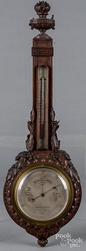 Tycos carved barometer, ca. 1900, 30'' h.