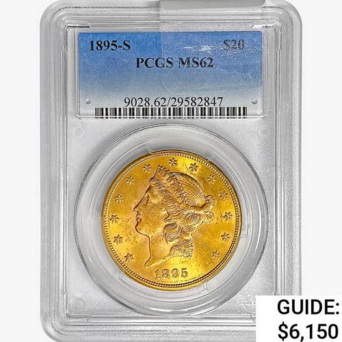 1895-S $20 Gold Double Eagle PCGS MS62 