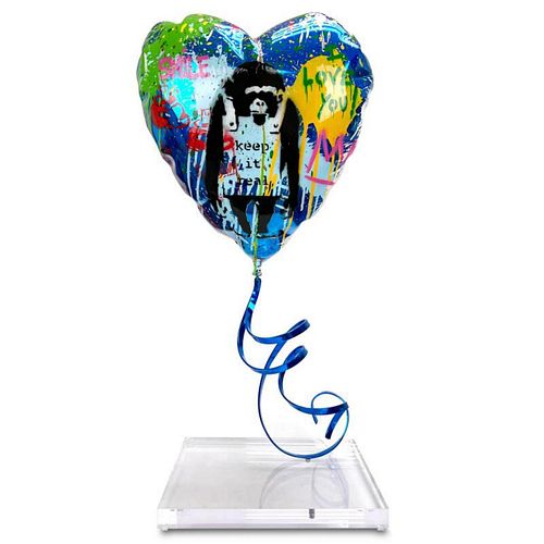 Mr. Brainwash- Original Mixed Media Sculpture "Flying Balloon Heart"