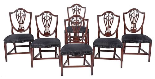 Set of Six George III Mahogany Shield Back Side Chairs