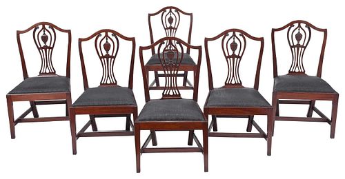 Set of Six New England Federal Mahogany Side Chairs