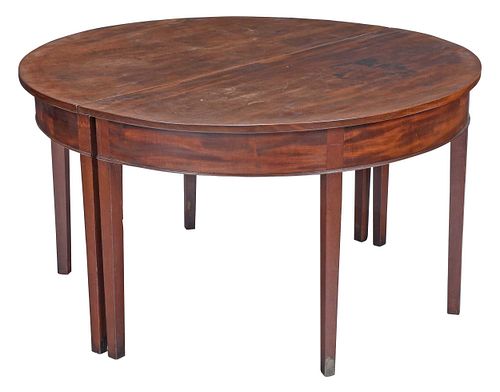 American Federal Figured Mahogany Two Part Dining Table