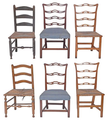Group of Six American 18th Century Side Chairs
