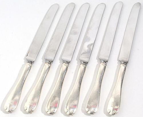 6 Tiffany "Flemish" Silver Butter Knives