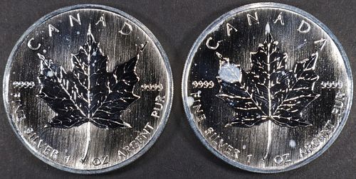 (2) 1 OZ .999 SILVER 2006 CANADIAN MAPLE ROUNDS
