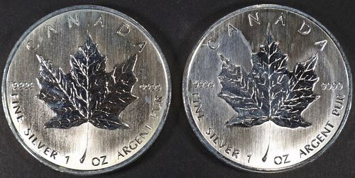 (2) 1 OZ .999 SILVER 2008 CANADIAN MAPLE ROUNDS