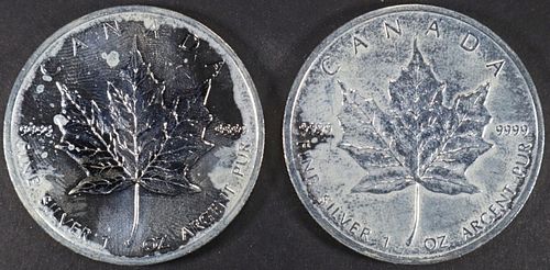 (2) 1 OZ .999 SILVER 2013 CANADIAN MAPLE ROUNDS