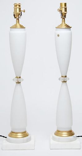 Pair of German Mid-Century Modern Glass Lamps